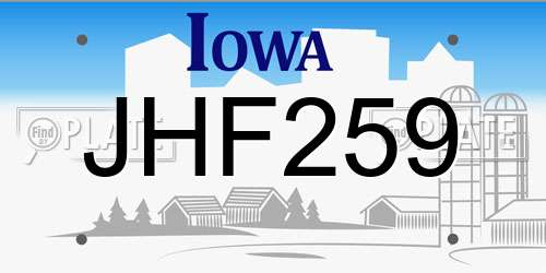JHF259 Iowa License Plate