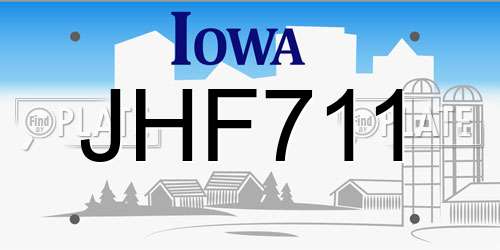JHF711 Iowa License Plate