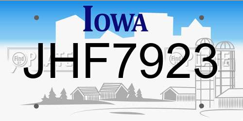 JHF7923 Iowa License Plate