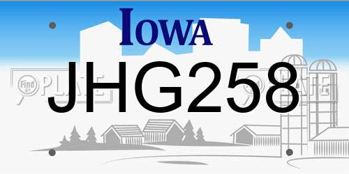 JHG258 Iowa License Plate