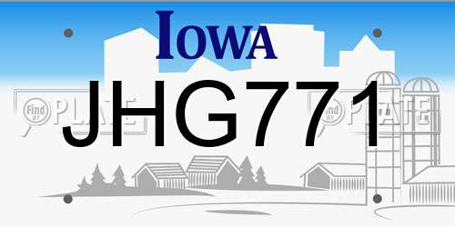 JHG771 Iowa License Plate