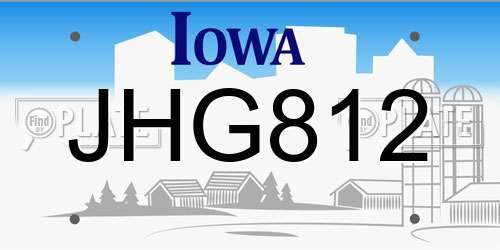 JHG812 Iowa License Plate