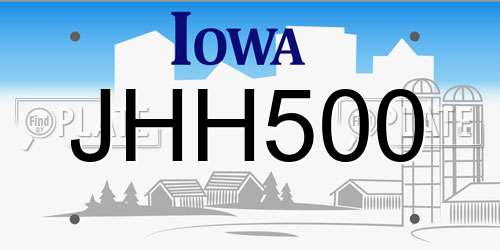 JHH500 Iowa License Plate