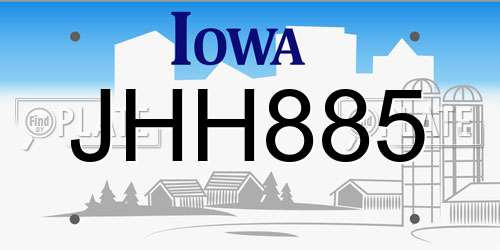 JHH885 Iowa License Plate