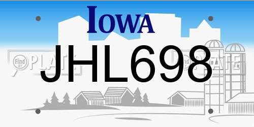 JHL698 Iowa License Plate