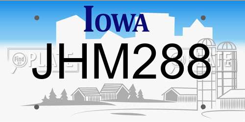JHM288 Iowa License Plate