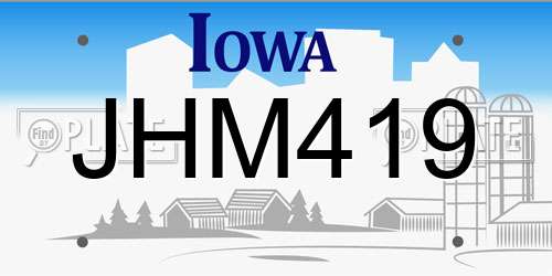 JHM419 Iowa License Plate