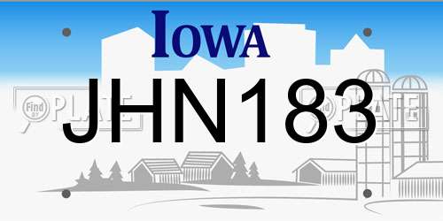 JHN183 Iowa License Plate