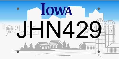 JHN429 Iowa License Plate