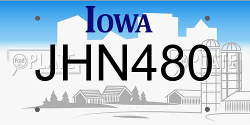JHN480 Iowa License Plate