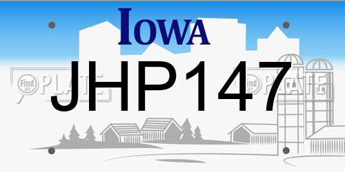JHP147 Iowa License Plate