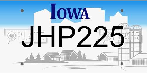 JHP225 Iowa License Plate