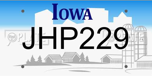 JHP229 Iowa License Plate