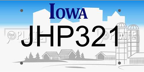 JHP321 Iowa License Plate