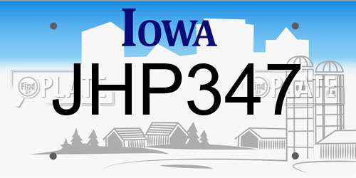 JHP347 Iowa License Plate