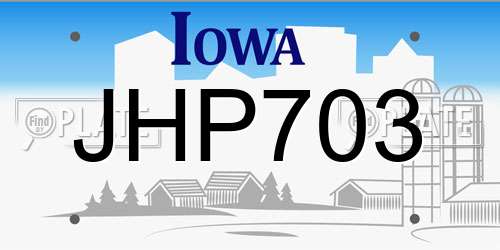 JHP703 Iowa License Plate