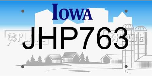 JHP763 Iowa License Plate