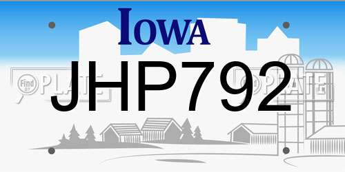 JHP792 Iowa License Plate