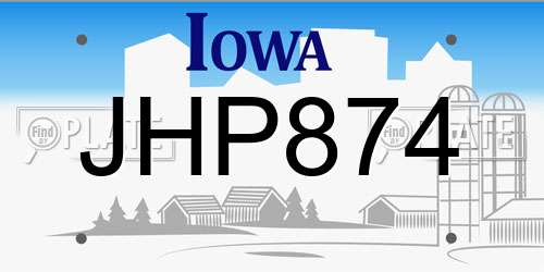 JHP874 Iowa License Plate