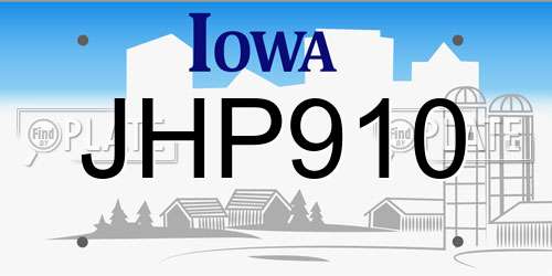 JHP910 Iowa License Plate