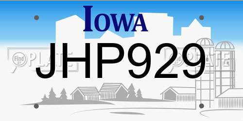 JHP929 Iowa License Plate