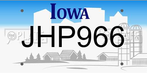 JHP966 Iowa License Plate