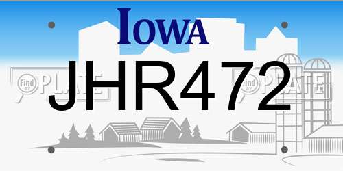 JHR472 Iowa License Plate