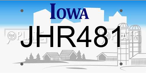 JHR481 Iowa License Plate
