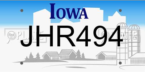 JHR494 Iowa License Plate