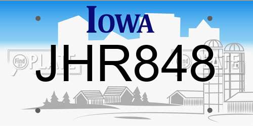 JHR848 Iowa License Plate