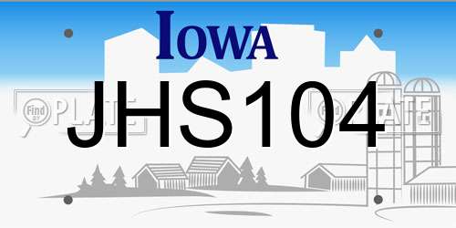 JHS104 Iowa License Plate