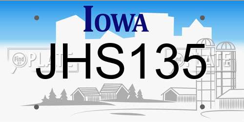 JHS135 Iowa License Plate