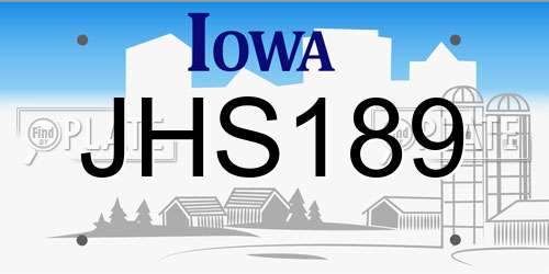JHS189 Iowa License Plate