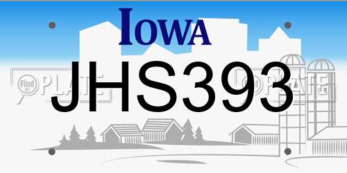 JHS393 Iowa License Plate