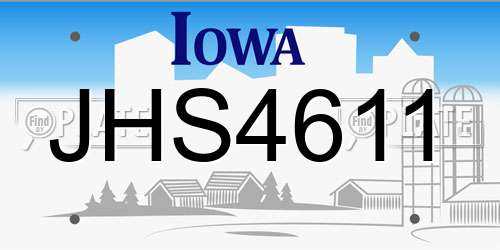 JHS4611 Iowa License Plate