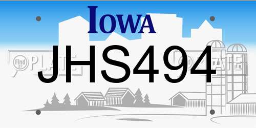 JHS494 Iowa License Plate