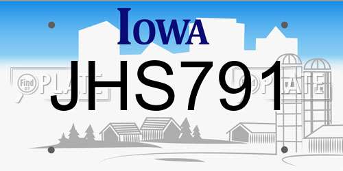 JHS791 Iowa License Plate