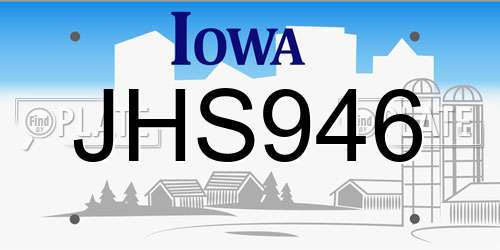 JHS946 Iowa License Plate