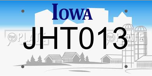 JHT013 Iowa License Plate