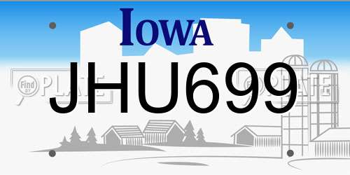 JHU699 Iowa License Plate