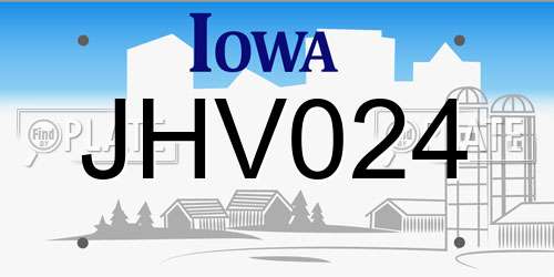 JHV024 Iowa License Plate