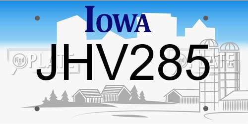 JHV285 Iowa License Plate