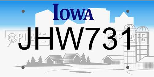 JHW731 Iowa License Plate