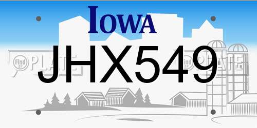 JHX549 Iowa License Plate