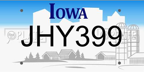 JHY399 Iowa License Plate