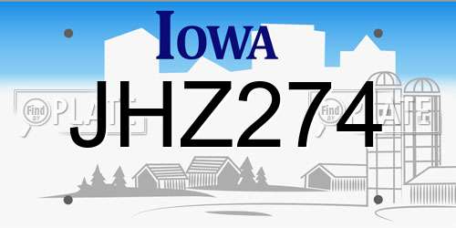 JHZ274 Iowa License Plate