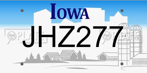JHZ277 Iowa License Plate