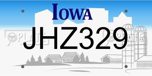 JHZ329 Iowa License Plate