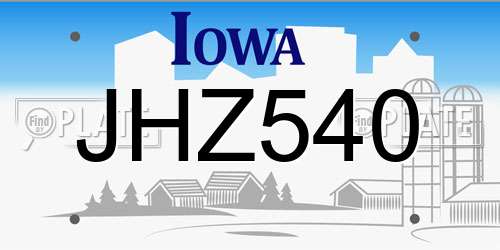 JHZ540 Iowa License Plate