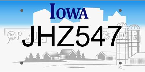 JHZ547 Iowa License Plate